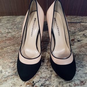 BALDOWSKI pink and black stilettos